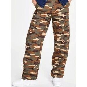 levi’s 94 baggy cotton high rise green camo print cargo pants size 25